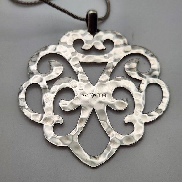 Silpada Eden Sterling Silver 925 Hammered Cut Out Pendant Necklace 18" + 2" - Picture 2 of 11
